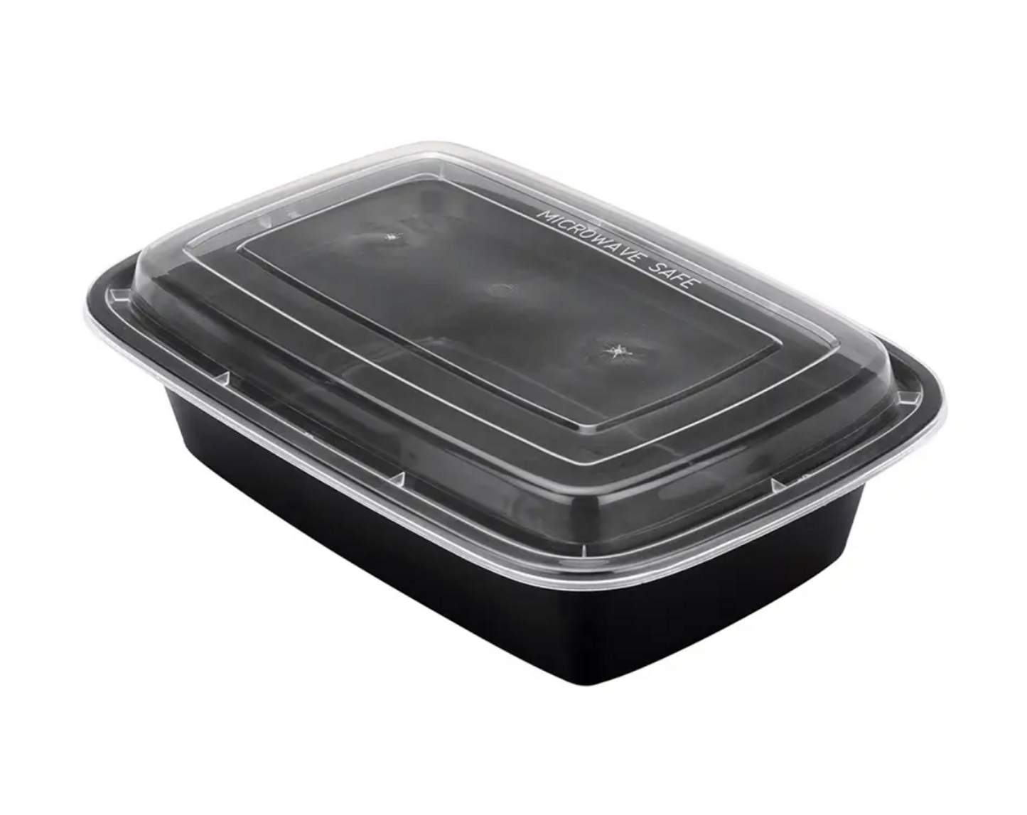 Black Plastic To-Go Container, 38oz