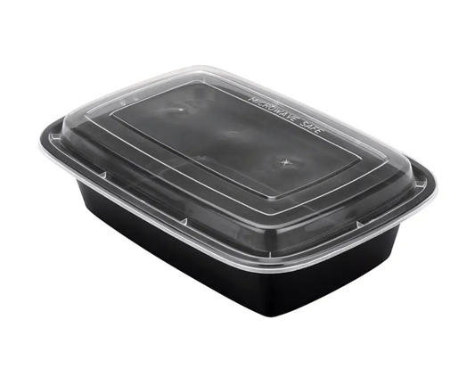 Black Plastic To-Go Container, 38oz